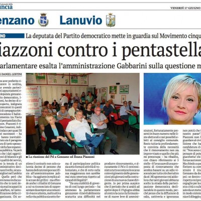 Giornale della Provincia: "Piazzoni contro i pentastellati"